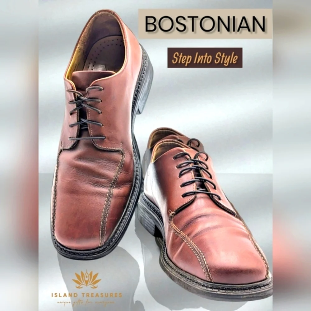 Bostonian Strada Mens Leather Lace-Up Dress Shoes Sz 10.5 Brown Made In Italy